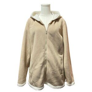 Beige/White Fleece Hooded Jacket